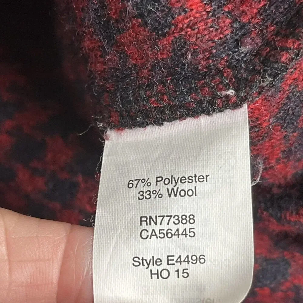 MADEWELL Red Black Brushed Houndstooth Hoodie XS Pocket Oversized - Picture 9 of 9